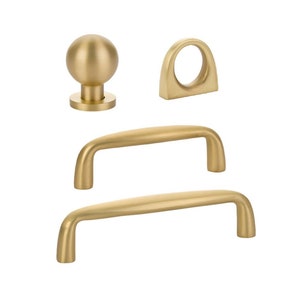 Satin Brass "Omni" Cabinet Pulls and Knobs, Cabinet Handles Cabinet Hardware, Drawer Pull