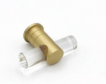 Lucite Drawer Knobs With Brass Hardware Brass Drawer Pulls Etsy