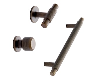 Antique Bronze “Manor" Knurled Drawer Pulls and Knobs | Cabinet Hardware