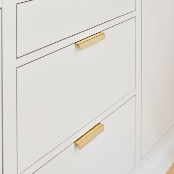 Unlacquered Brass "Patina" Edge Drawer Pulls | Brass Cabinet and Furniture Hardware