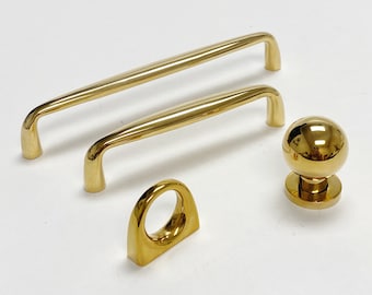 Unlacquered Brass "Omni" Cabinet Pulls and Knobs in Polished Unlacquered Brass, Cabinet Handles Cabinet Hardware, Drawer Pull