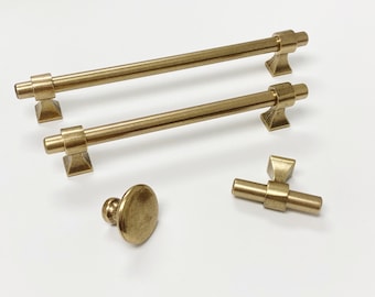 Brass Drawer Pulls "Park" in Aged Brass Cabinet Knobs and Handles - Cabinet Hardware