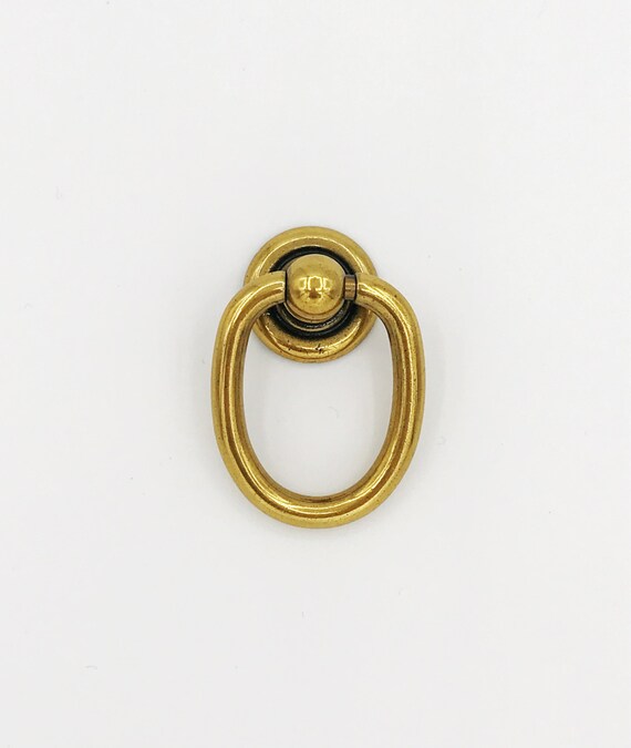 Brass Ring Pulls Oval Hardware Cabinet Pull Drawer Etsy