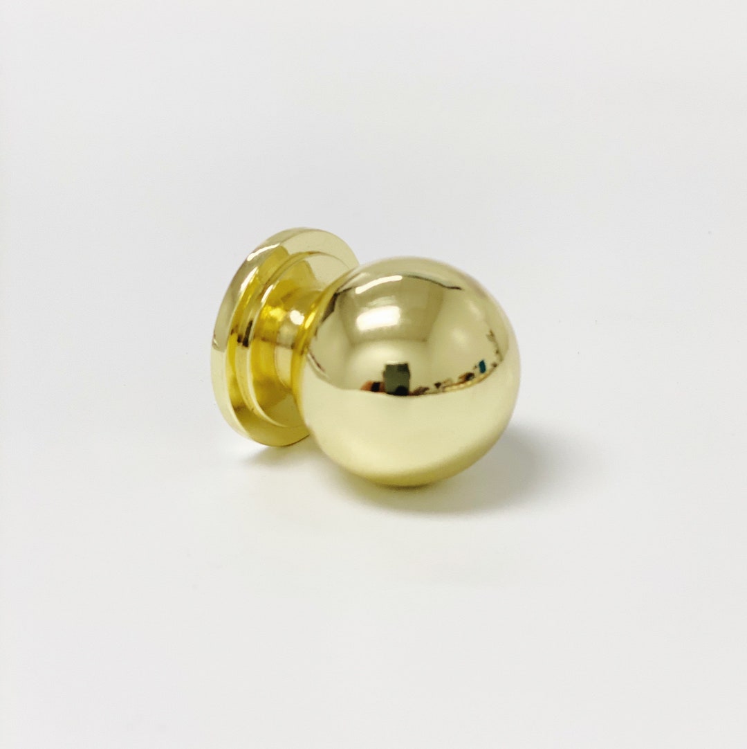Brass Knob annie Solid Polished Brass Ball Knob Midcentury
