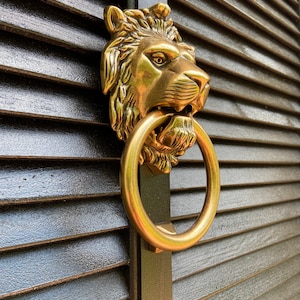 Brass Lionhead Lion Head Door Knocker Brass Door Knocker Holiday Gift image 3