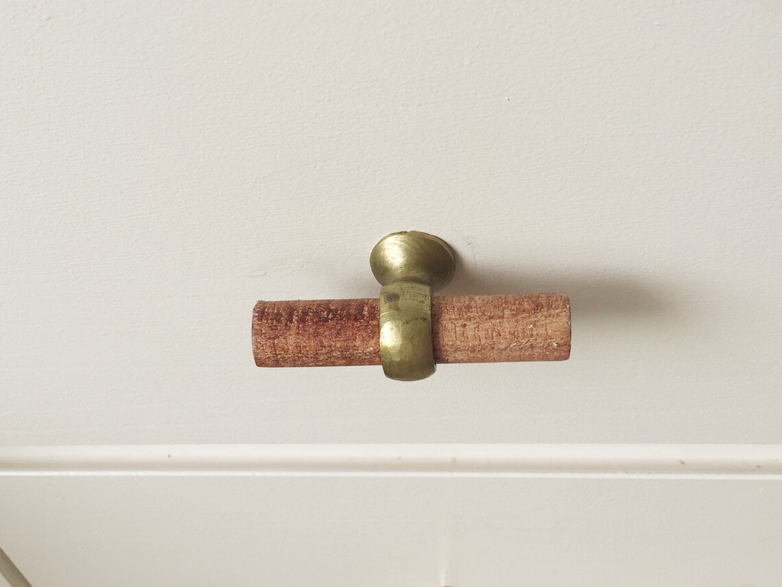 MidCentury Modern pull Brass Drawer Pull Knob Etsy