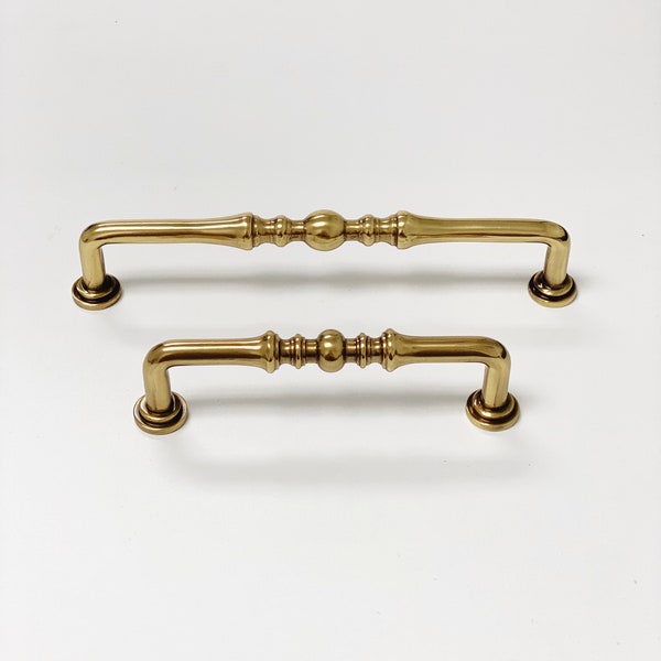 French Brass "Heritage" Cabinet Drawer Pull - Kitchen Drawer Handles