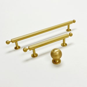 Satin Brass "Sweet" Beehive Cabinet Knob and Drawer Pulls | Kitchen and Cabinet Hardware