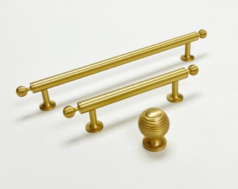 Satin Brass "Sweet" Beehive Cabinet Knob and Drawer Pulls | Kitchen and Cabinet Hardware