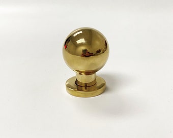 Luxe Unlacquered Brass Cabinet Ball Knob 1-1/8" in Polished Brass, Brass Cabinet Knob