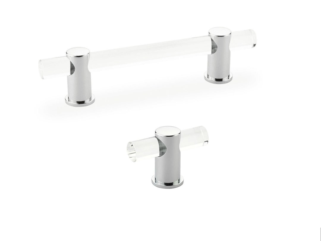 Lucite Polished Chrome Drawer Pulls, Knobs, Drawer Pulls, Glass Drawer Pulls Etsy