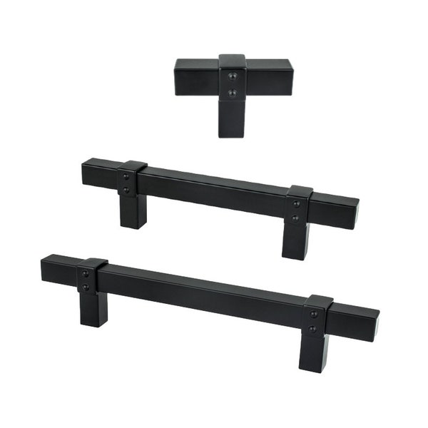Matte Black "Rio" T-Bar Cabinet Knobs and Drawer Pulls - Cabinet and Furniture Hardware