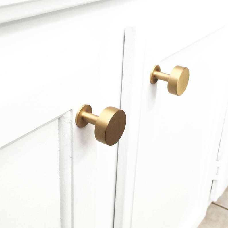 Round Brass Cabinet Knob -Style 31- Drawer Pull. Cabinet Knob