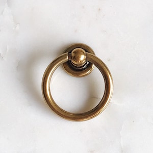 Mission Drawer Pull Capri in Antique Brass - Brass Cabinet