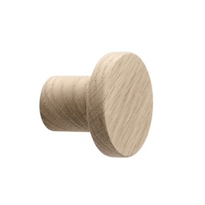 6 Solid Oak Wood Knobs, 35mm Diameter - Untreated Cabinet Handles For Cupboards