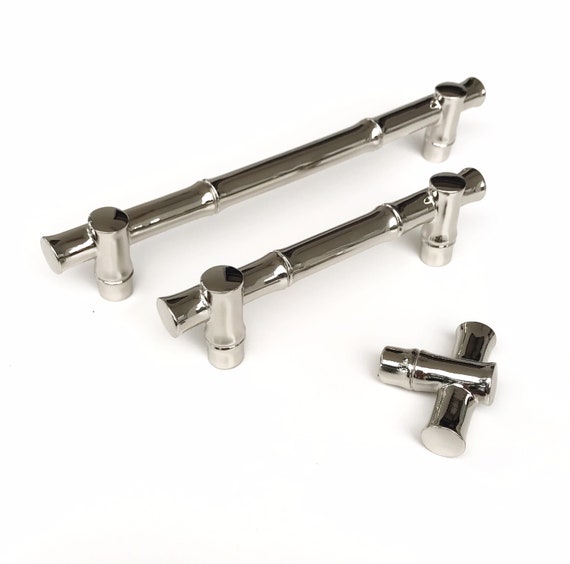 Asian Style Bamboo Polished Nickel Cabinet Knobs And Drawer Bamboo Polished Nickel Cabinet Knobs, Asian Style Cabinet Hardware