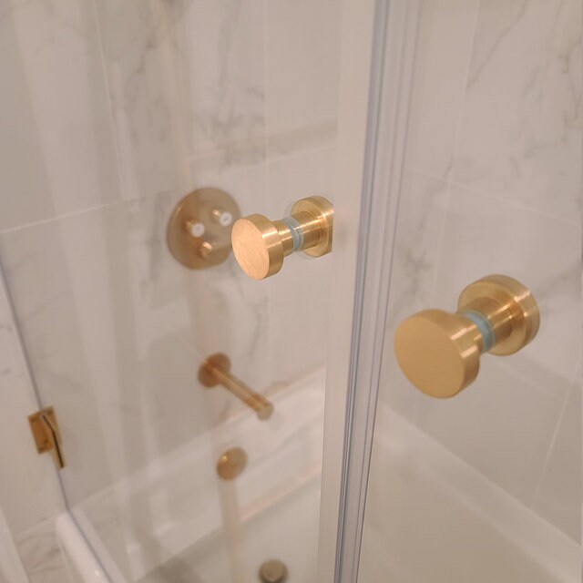 Brushed Brass Glass Shower Door Knob Shower Door Handle Pull Etsy