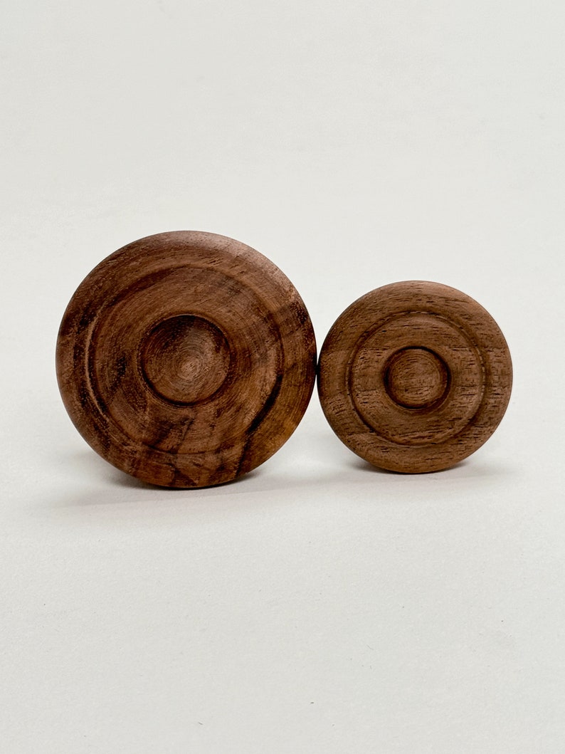 Round Walnut Cabinet Knob Palmer Wood Knob Kitchen Closet Furniture Hardware image 6