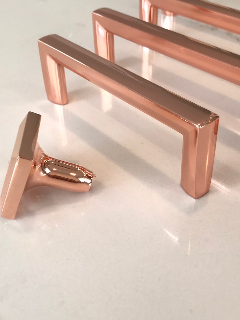 Polished Copper Trane Drawer Pulls and Knob, Cabinet Knob and Drawer Handles, Kitchen Hardware image 9