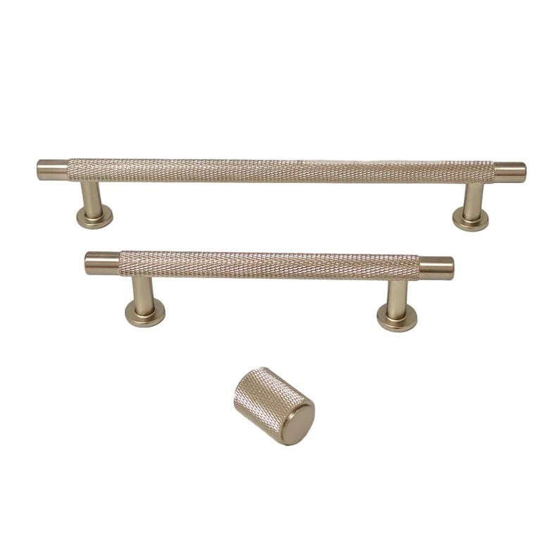 Brushed Nickel knurled Drawer Pulls and Knobs Etsy