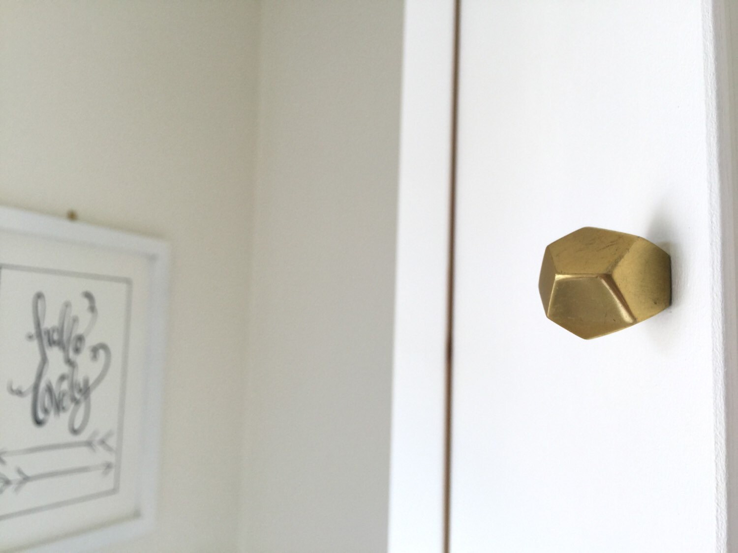 Brass Knob Brass Drawer Knob Faceted Geometric Etsy