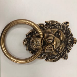 Brass Lionhead Lion Head Door Knocker Brass Door Knocker Holiday Gift image 7