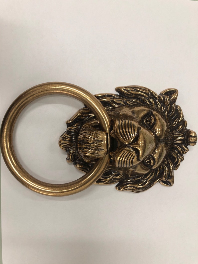 Brass Lionhead Lion Head Door Knocker Brass Door Knocker Holiday Gift image 7