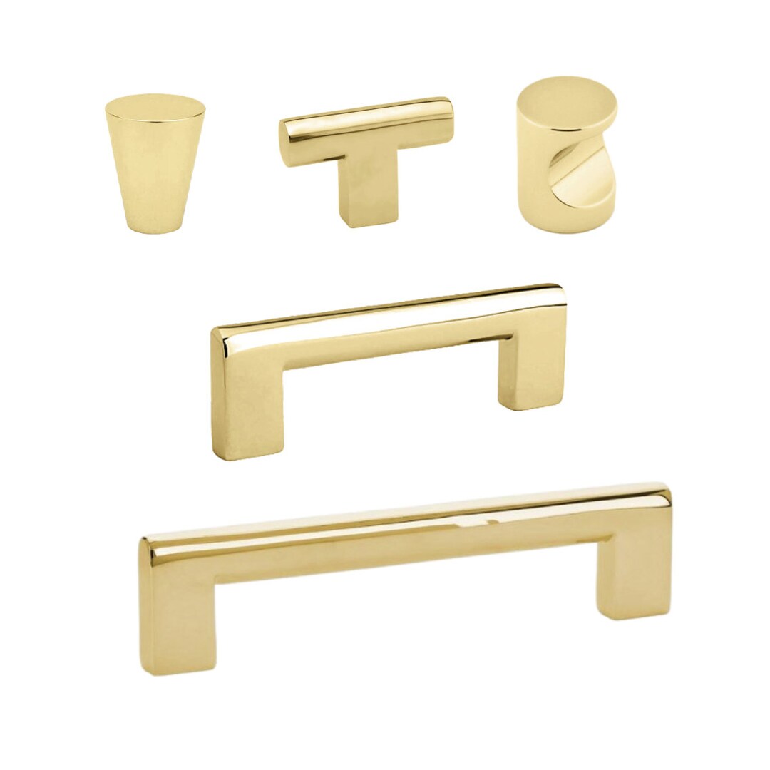 Unlacquered Brass Pulls and Knobs luxe in Polished Unlacquered Brass, Handles