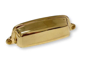 Unlacquered Brass "Eloise" Bin Drawer Cup Pull - Kitchen Drawer Pull