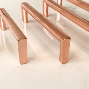 Polished Copper Trane Drawer Pulls and Knob, Cabinet Knob and Drawer Handles, Kitchen Hardware image 8