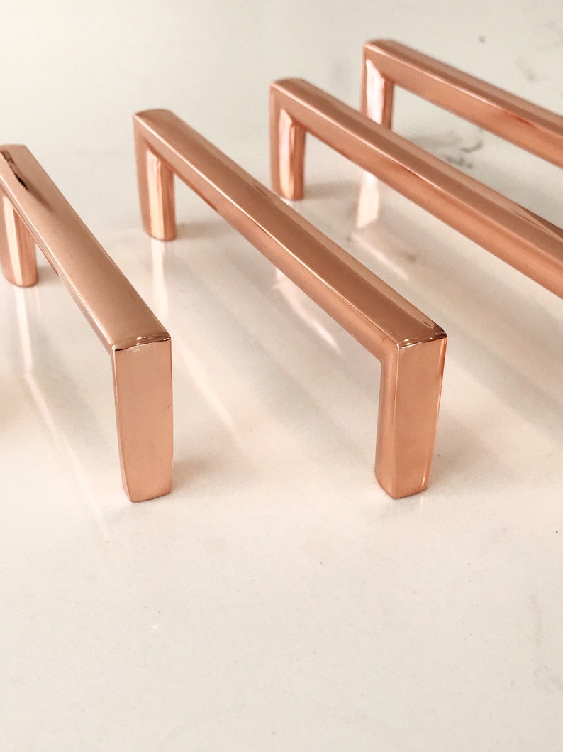 Polished Copper Trane Drawer Pulls and Knob, Cabinet Knob and Drawer Handles, Kitchen Hardware image 8