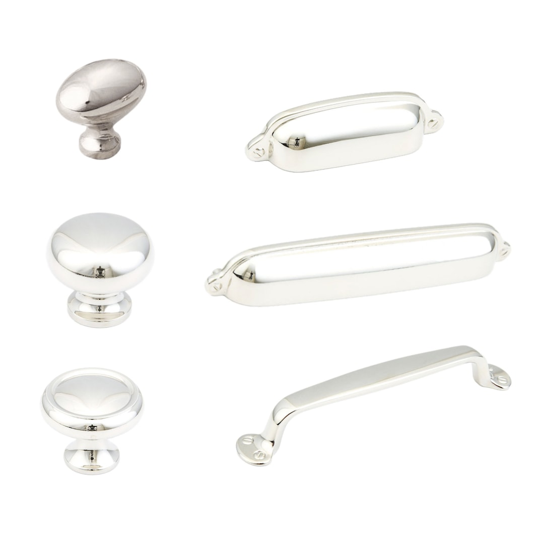Polished Nickel Drawer Pulls and Knobs leah Transitional Cup Pulls and