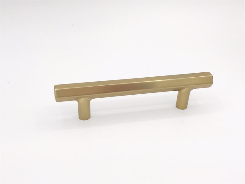 Brass geo Drawer Pulls Modern Tbar Geometric Etsy