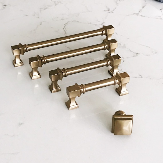 Thea Champagne Bronze Drawer Pulls and Knob, Brass Drawer Pulls-forge  Hardware 