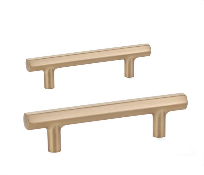 Brass geo Drawer Pulls Modern Tbar Geometric Etsy