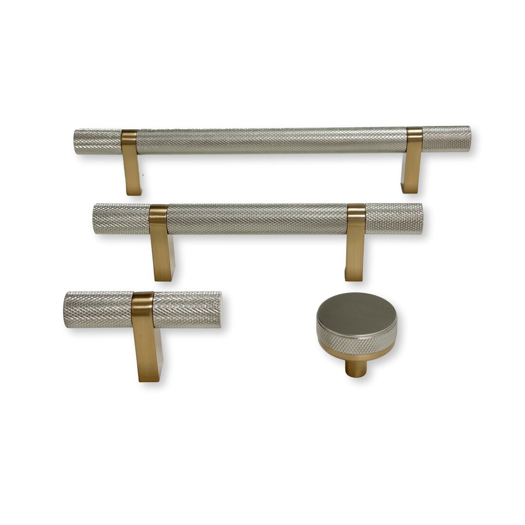 Knurled T-bar Champagne Bronze + Satin Nickel Select Cabinet Knobs and ...