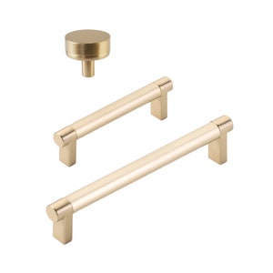 Smooth "Converse No.2" Champagne Bronze Cabinet Knobs and Drawer Pulls | Appliance Handles
