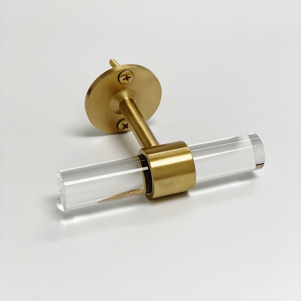 Satin Brass Lucite Wall T-Shape Hook