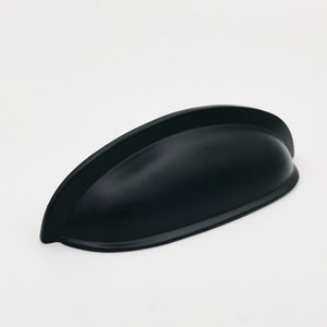 Matte Black Neet Cup Pull. Drawer Pull. Cabinet Knob image 1