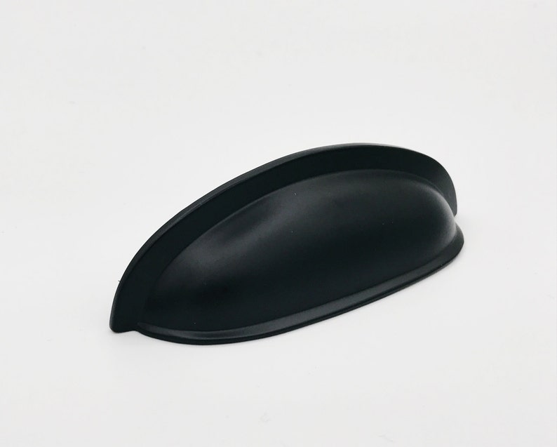 Matte Black Neet Cup Pull. Drawer Pull. Cabinet Knob image 1