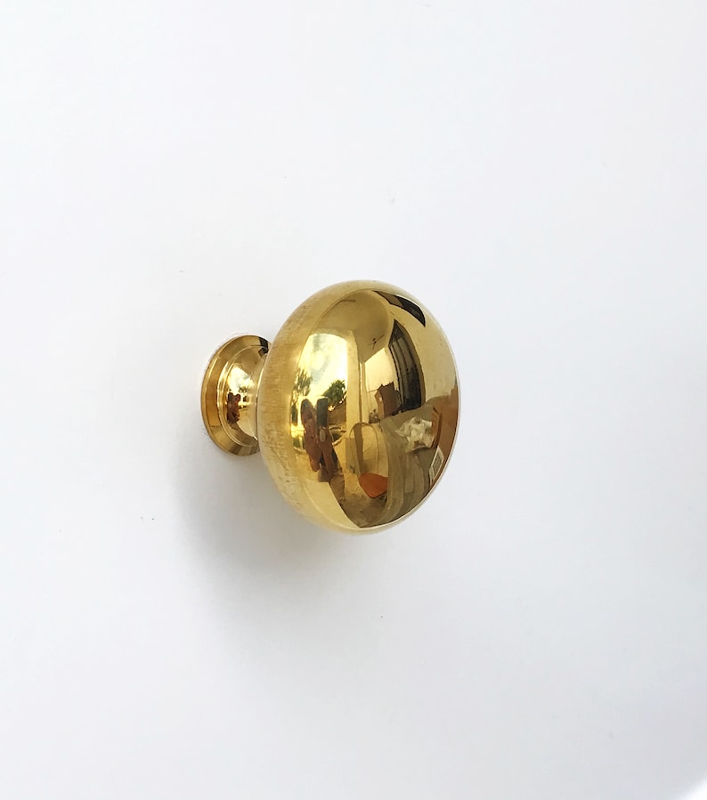 Unlacquered Brass Cabinet Knobs Eloise Round Knob Kitchen Drawer Pull image 4