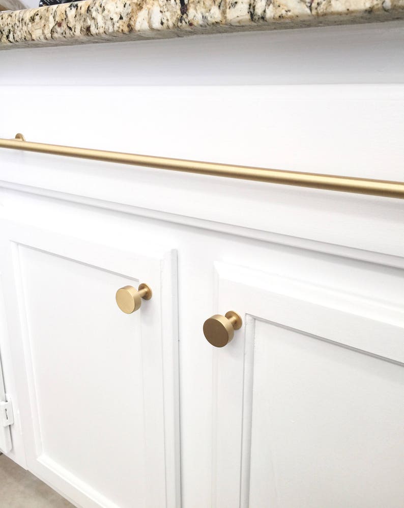 Round Brass Cabinet Knob -Style 31- Drawer Pull. Cabinet Knob