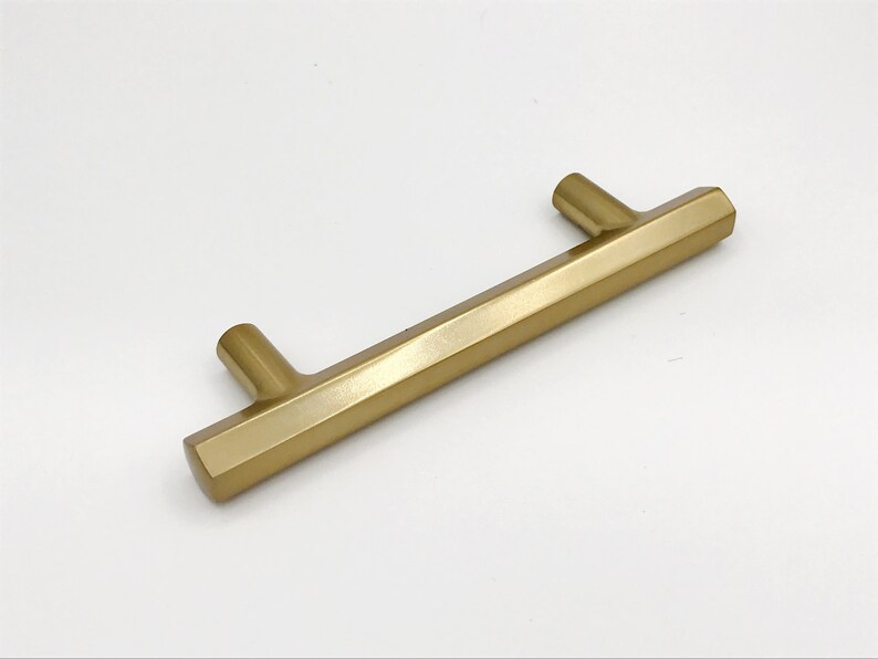 Brass geo Drawer Pulls Modern Tbar Geometric Etsy