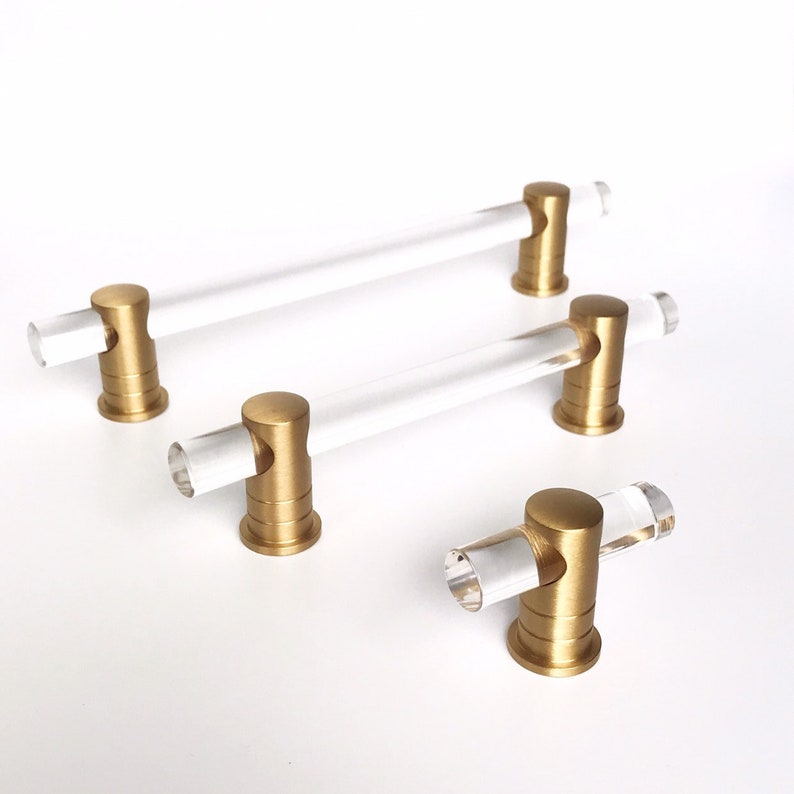 Lucite Luz Drawer Pulls Adjule And Knobs In Various Sizes Cabinet Acrylic Brass