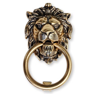 Brass Lionhead Lion Head Door Knocker Brass Door Knocker Holiday Gift image 5