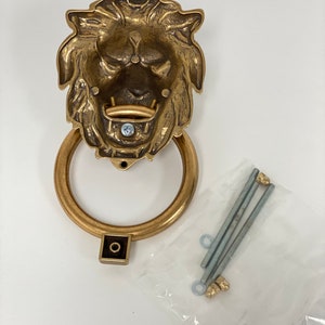 Brass Lionhead Lion Head Door Knocker Brass Door Knocker Holiday Gift image 8