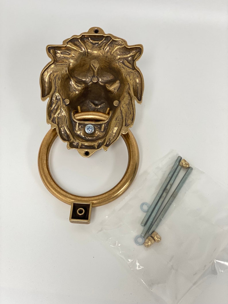 Brass Lionhead Lion Head Door Knocker Brass Door Knocker Holiday Gift image 8
