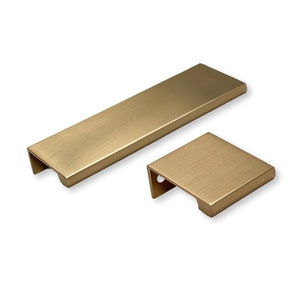 Champagne Bronze Drawer Pull "Dina" Tab Pull-Lipped Cabinet Hardware Furniture Knob and Pull