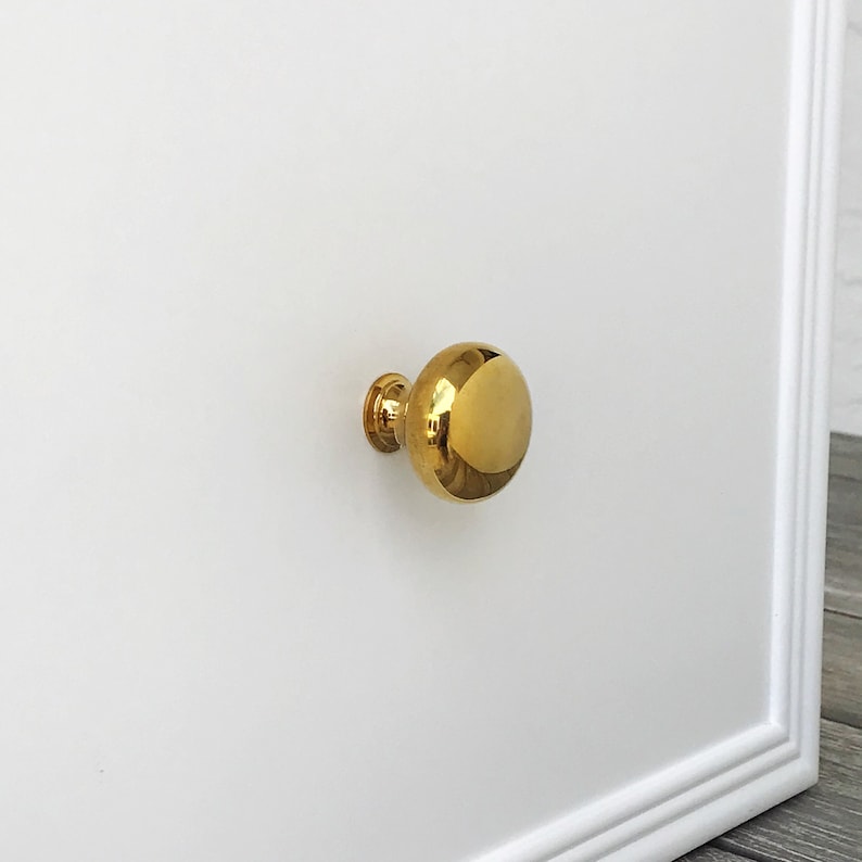 Unlacquered Brass Cabinet Knobs Eloise Round Knob Kitchen Drawer Pull image 5