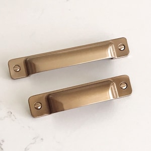 Champagne Bronze "Kira" Square Cup Drawer Pulls-Cabinet Handles